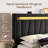 Modern Upholstered Bed Frame With RGB LED Lights, Charging Station & Geometric Wingback Headboard-523539472-523539500
