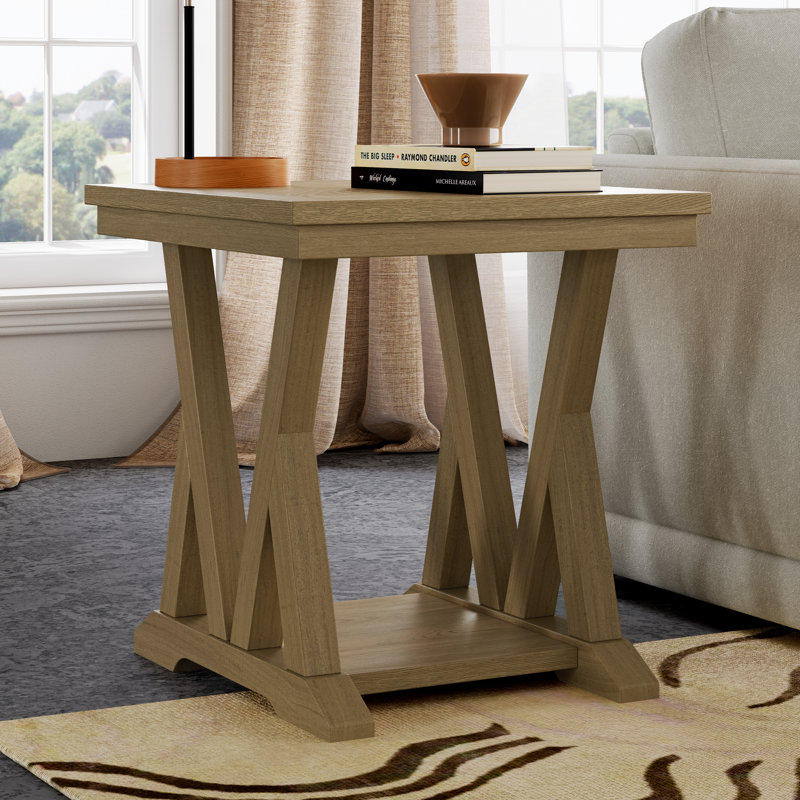 Lattice End Table, Oak Wood