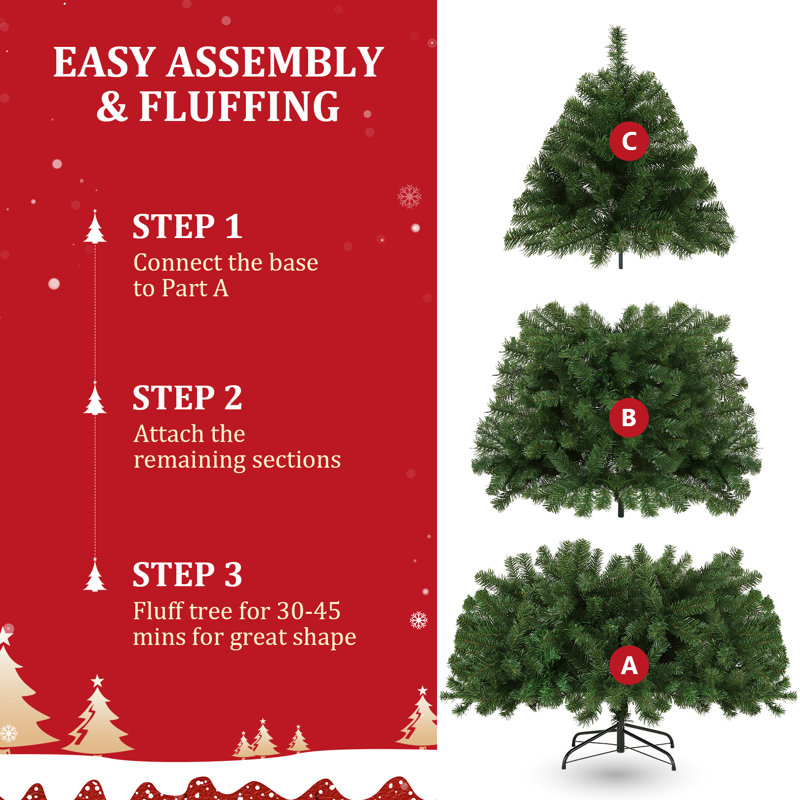 6ft Green Pre-lit Artificial Pine Christmas Tree with Warm White Lights