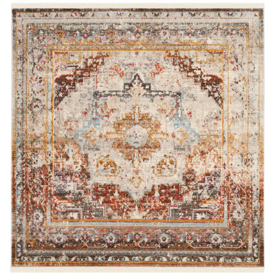 Tapis d'intérieur crème en polyester tissé à plat à la main Rosecrans