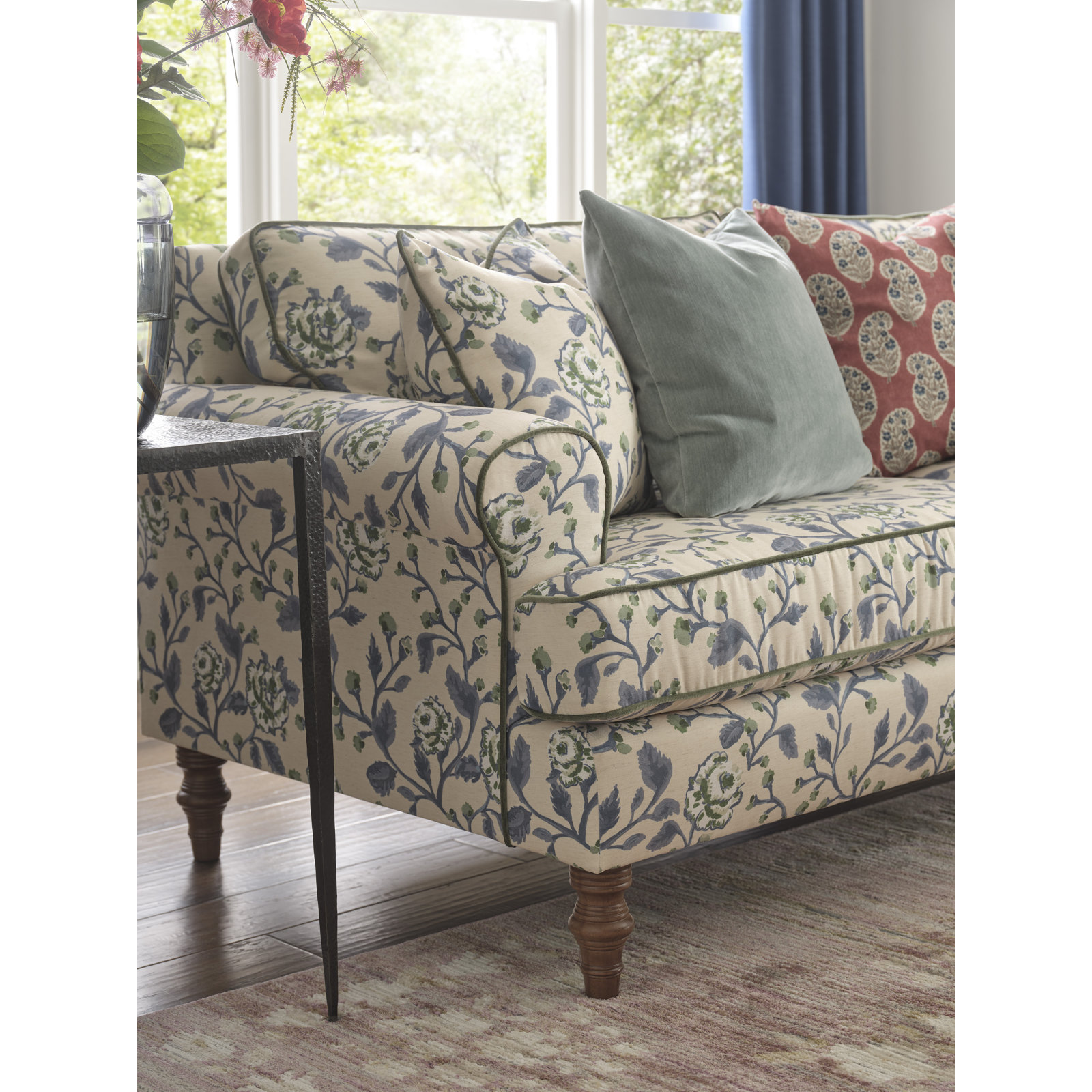 Erin & Ben Co. 87" Sofa, Blue/Beige/Green