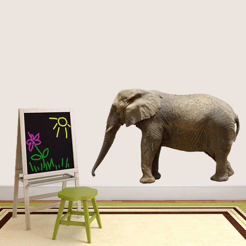 Décalcomanie murale éléphant real life, H 36 po x l 56 po