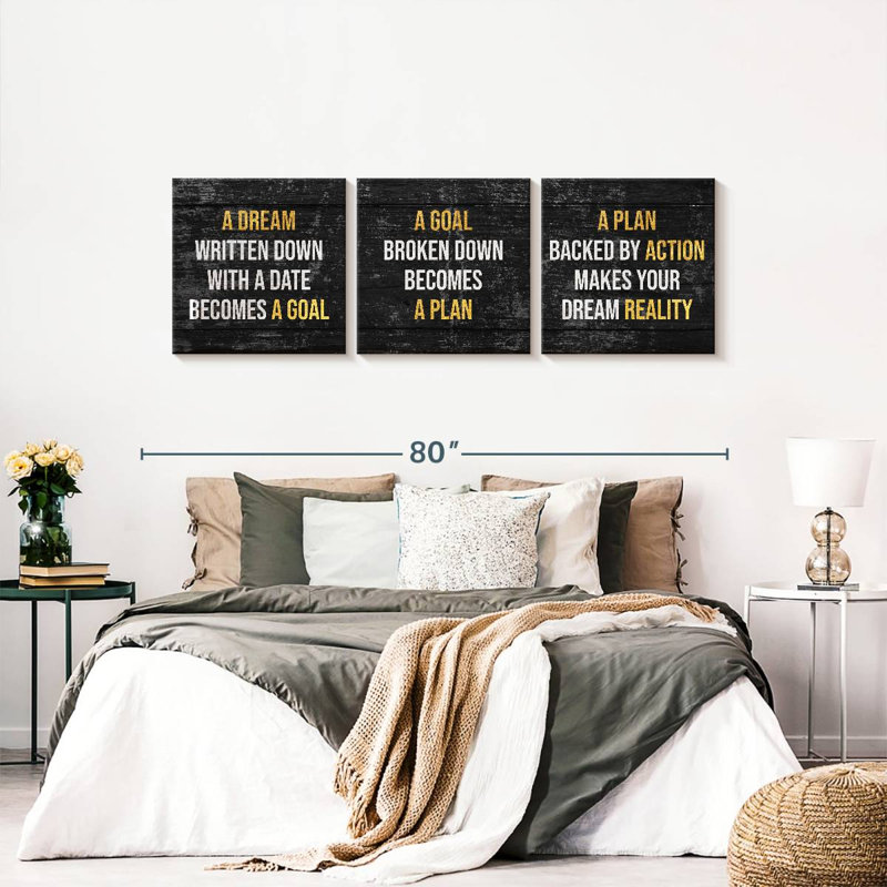 3 Piece Art Textual Art, 24" H x 74" W