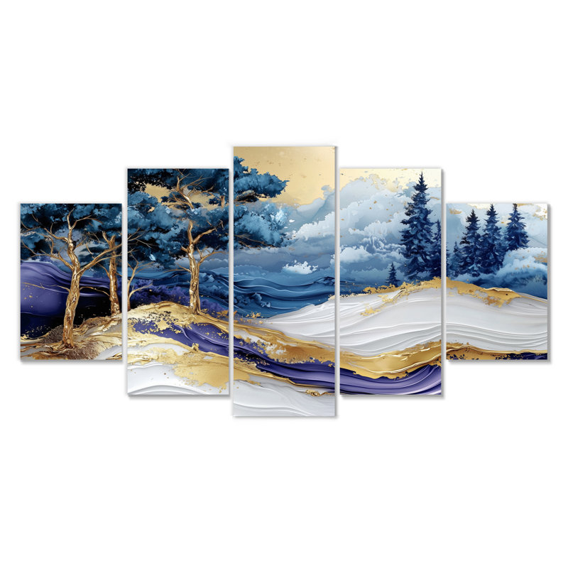 Wabler - Art mural abstrait paysage - art mural moderne pour le salon 5 pièces