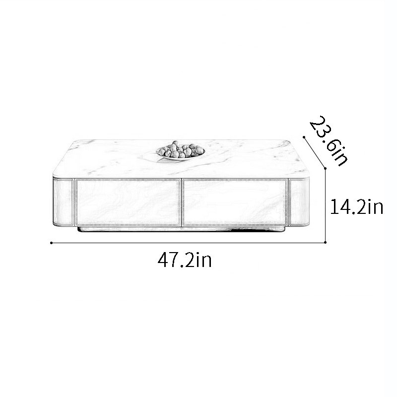 Table basse Rock, H 14,2 po x L 47,2 po x l 23,6 po