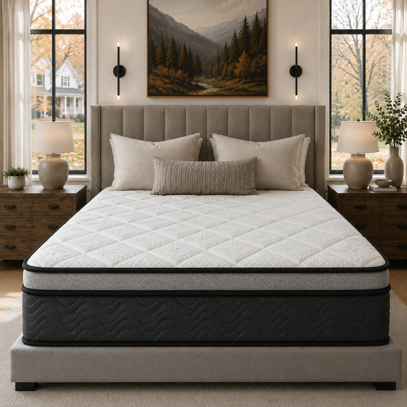 Matelas hybride mi-ferme Evann, 12", Grand lit