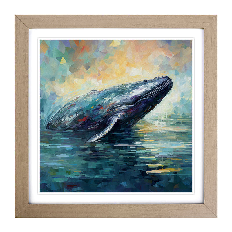 Whale Impressionism - Framed Print, Oak