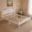 Cadre de lit plateforme en bois grand format, lit plateforme de style rétro avec support en lattes de bois, blanc-133452853-133452855
