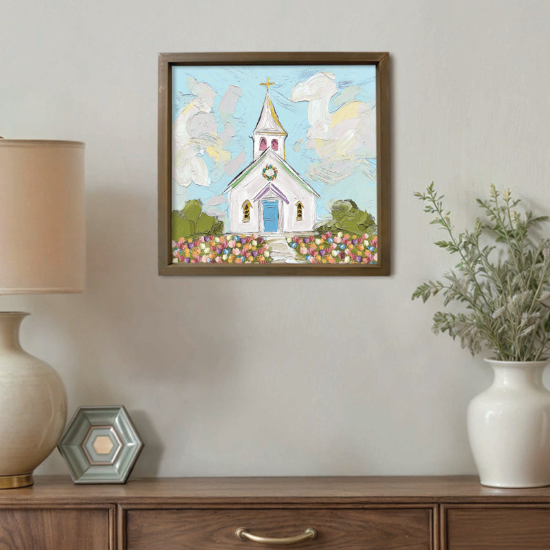 «Colorful Painty Church Brown», reproduction encadrée