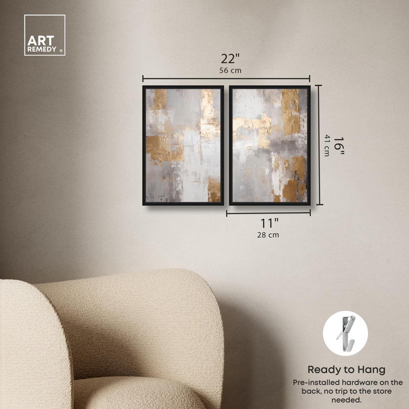 Tranquility Gold Art , Black, Impression dans un cadre flottant sans passe-parto, H 16 po x l 11 po