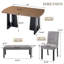 Ensemble de salle à manger moderne de 6 pièces : table de 160 cm avec pattes géométriques, 4 chaises rembourrées et 1 banc. Convient à la cuisine ou à la salle à manger. Montage facile. Table en noyer et noir avec assises grises.-55618770