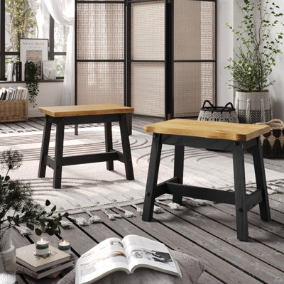 Ensemble de 2 tabourets de cuisine en bois Doncella | Latitude Run®