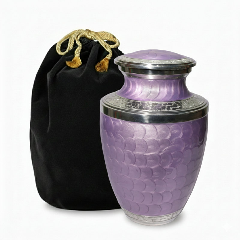 Urne décorative argentée, Mauve