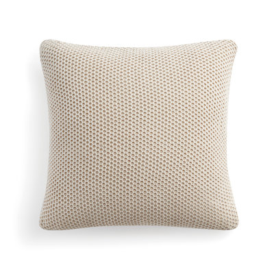 Geometric Natural Beige Square Scatter Cushion with Filling