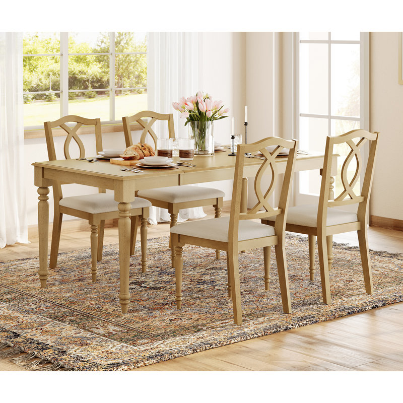 5 Piece Dining Table Set - Includes One Dining Table, Four Wood Dining Chairs, Farmhouse Dining Set, Oak, 5
