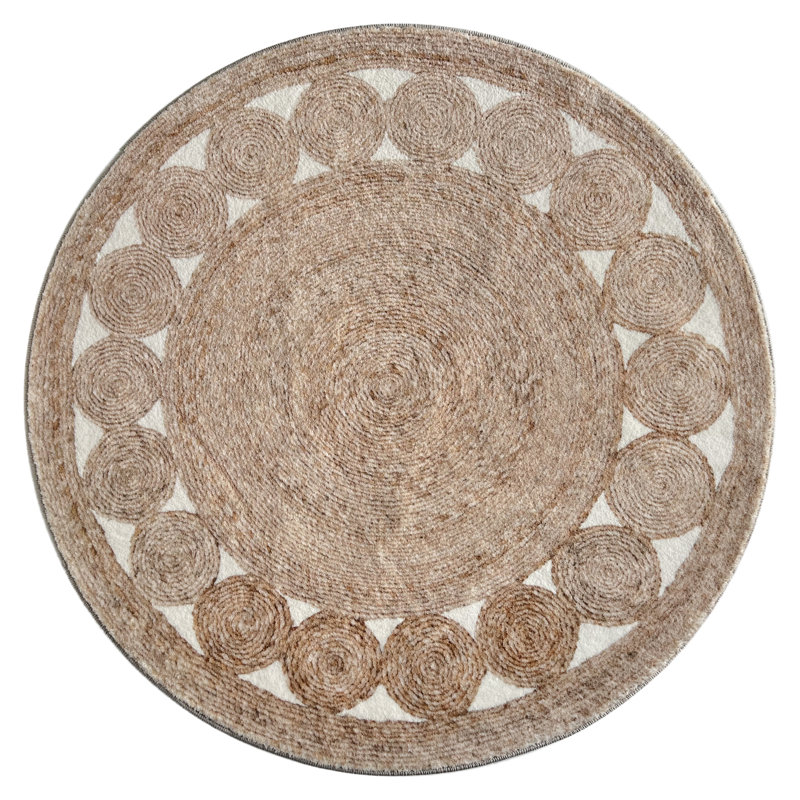 Raulson Machine Woven Beige Indoor Rug, Round 150cm