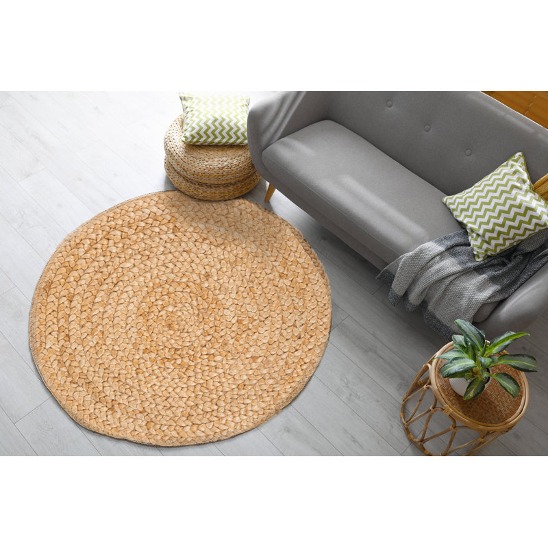 Round Washington Solid Colour Hand Woven Area Rug, Round 120cm