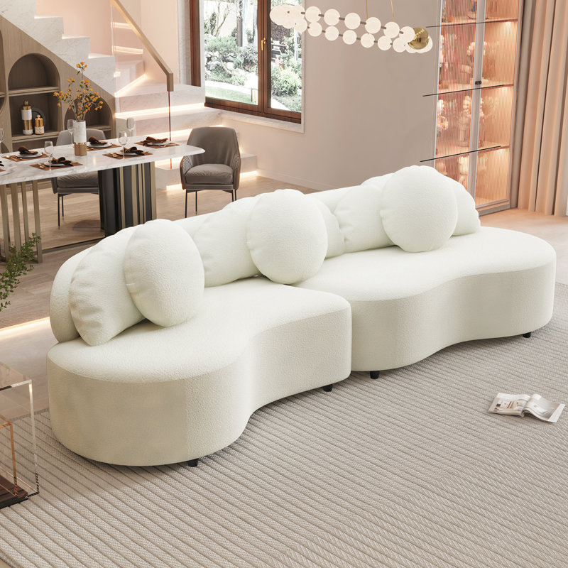 Lamb Velvet Sectional Sofa, Beige Velvet