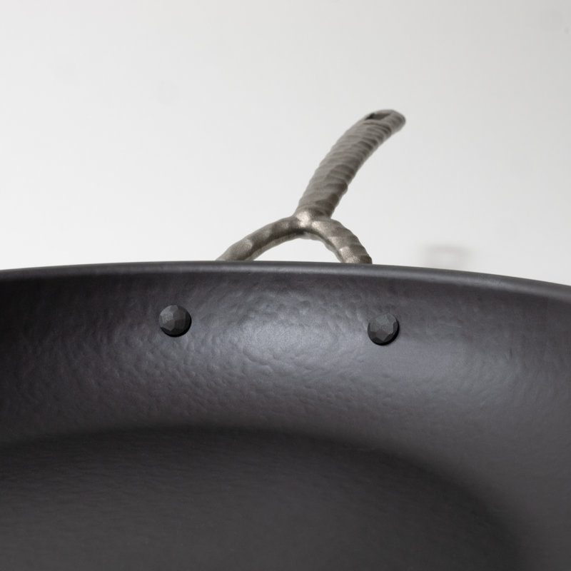 Alva 9.5" Black Carbon Steel Nonstick Frying Pan with Hammered Handle