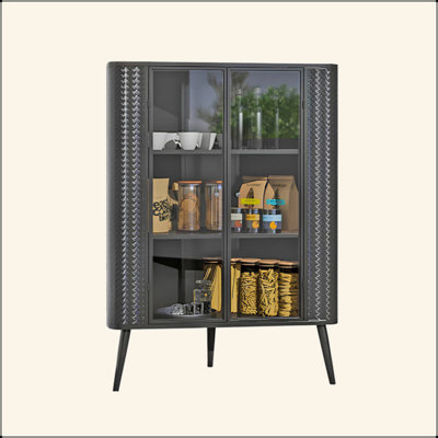 Modern 3-Tier Corner Storage Cabinet With Tempered Glass Doors, Removeable Shelves & Metal Frame - Freestanding Space-Saving Organizer For Bathroom, Kitchen, Bedroom, Living Room, Or Small Spaces