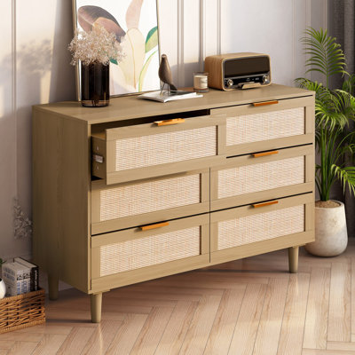 6 Drawers Rattan Dresser Rattan Drawer, Bedroom,Living Room by Bayou Breeze