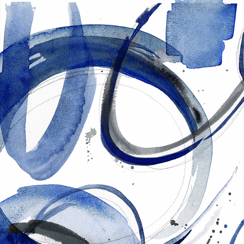 " Blue Abstract Circles 2 " Painting Print, 36" H x 36" W