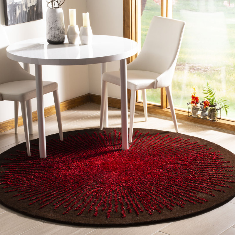 Olivarria Hand Tufted Wool, Viscose, And Cotton With Latex Abstract Rug, Round 6'
