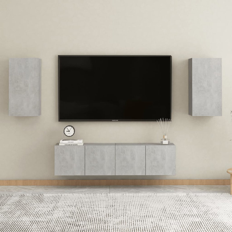 Gilma Unfinished Floating Entertainment Centre for TVs up to 88", Concrete Grey