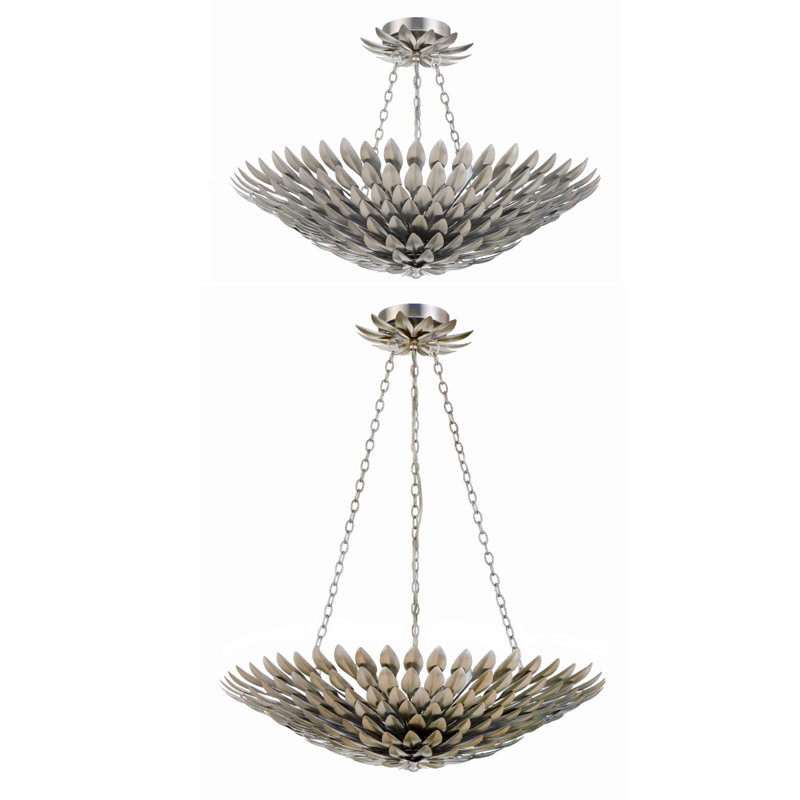 Broche 6 Light Semi Flush Mount, Silver, 6 Lights, 6'H x 24.5"W 24.5"D