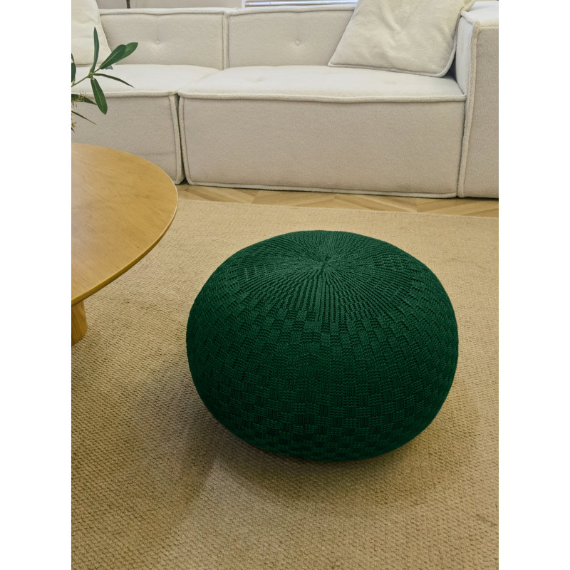 Upholstered Pouf, Navy Polypropylene/Olefin