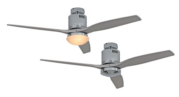 Maegan 132cm Ceiling Fan with Light Kit, Shiny Chrome with Lacquered Silver-Grey Blades
