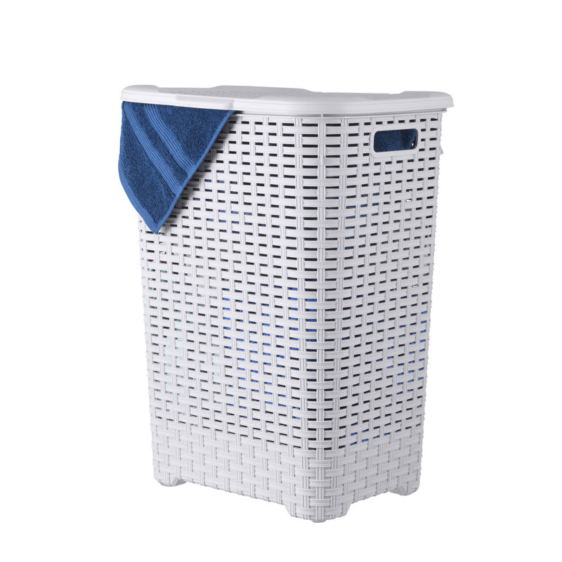 Laundry Hamper, Off White, 23.25" H x 14" W x 14" D