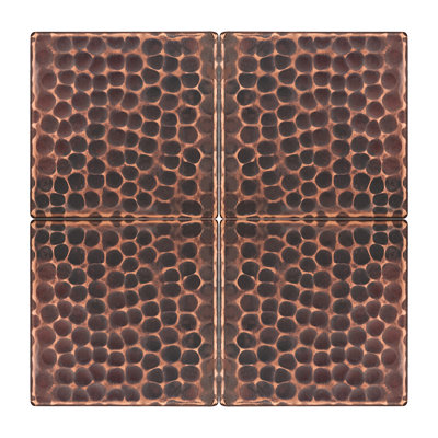 3" x 3" Hammered Copper Tile - Quantity 4