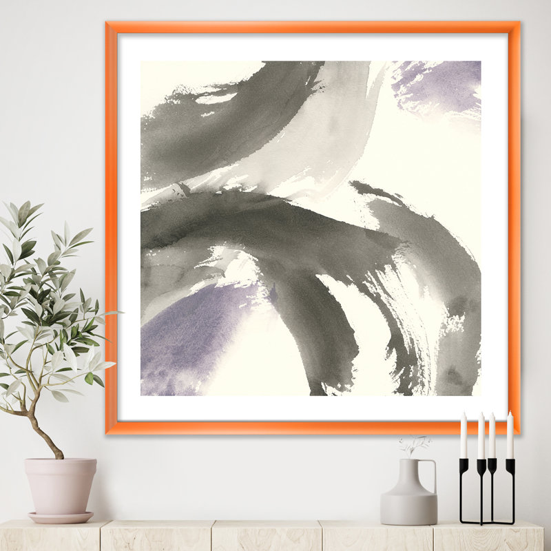 « minimalic geste iii »-cadre photo imprimé sur toile, H 16 po x l 16 po x P 1 po, Cadre orangé