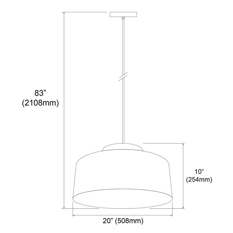 Kup 1 Light Single Drum Pendant, Black