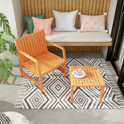2-Piece Indoor/Outdoor Furniture Set 1 Chairs & 1 Coffee Tables Waterproof Pp Material - Easy Assembly Patio Conversation Set