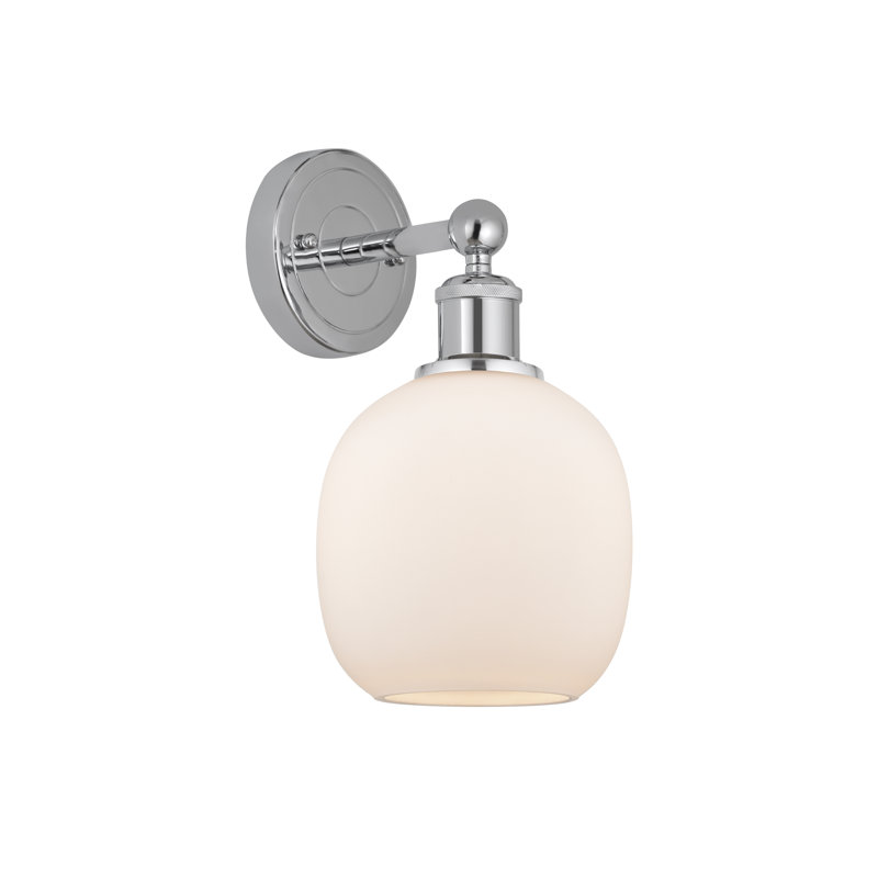 Cheraw Armed Sconce, Matte White, Polished Chrome