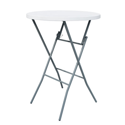 32'' Round Events Party Cocktail White Plastic Bar Height Circular Folding Table