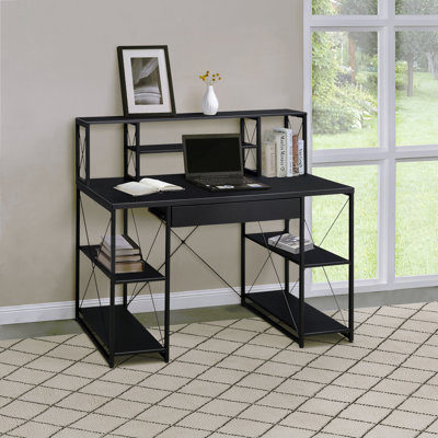 Bureau avec tablettes ouvertes et huche