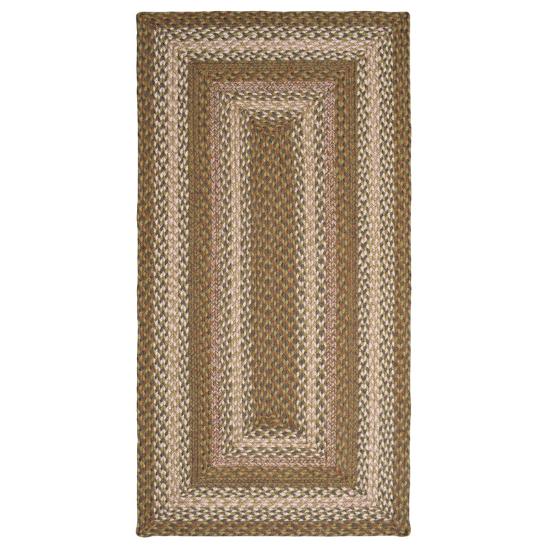 Bryiana Farmhouse Braided Jute Green Area Rug, Rectangle 2' x 4'