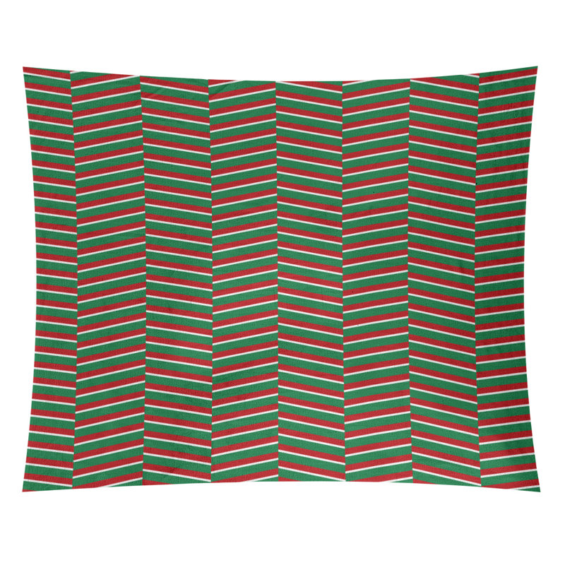 Tapisserie à rayures de noël en polyester, Rouge / Vert, H 68 po x l 80 po