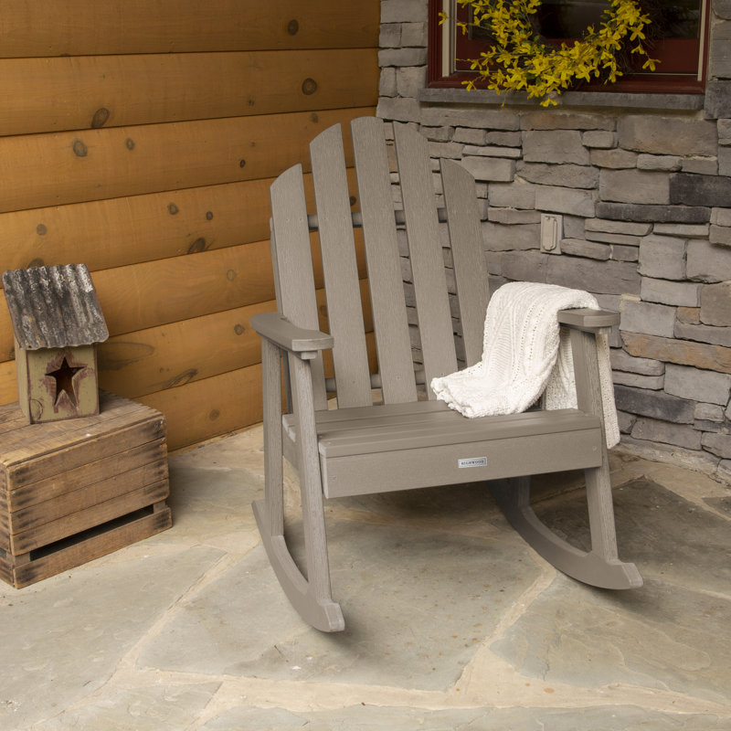 Chaise berçante d'extérieur en plastique Rialto, Brun bois