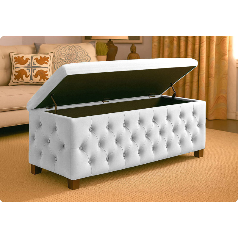 120cm Wide Velvet Standard Ottoman, 120cm W x 40cm D x 45cm H, White 