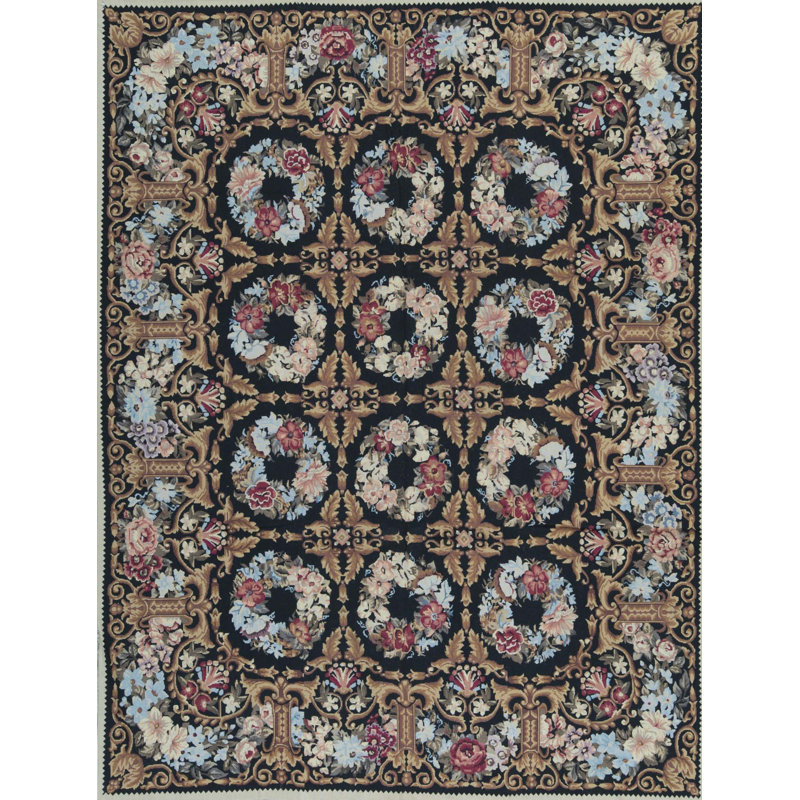 Hand-Knotted High-Quality Brown and Blue Area Rug
