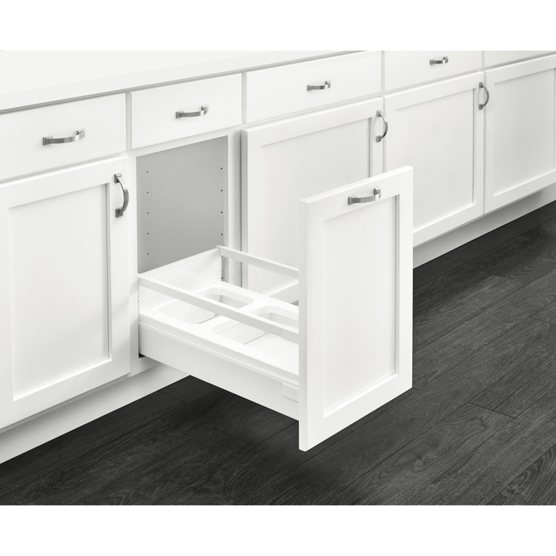 Rev-A-Shelf Tandem Pull Out Waste/Trash Container with Soft Close & Servo Drive System, 23" H x 12.5" W x 22.5" D, 12.5