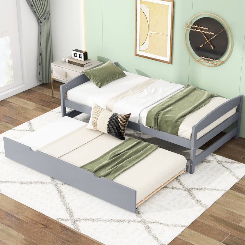 Lit plateforme simple avec gigogne en gris