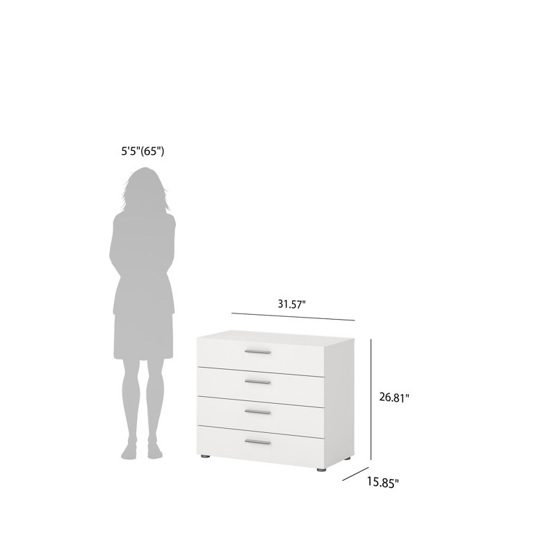 Gianna 4 Drawer 31.57'' W Dresser, White
