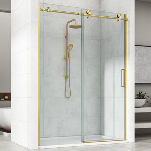 44"-48" W x 76" H Single Sliding Frameless Shower Door with 3/8" (10mm) Crystal Clear Tempered Glass - 3 Year Warranty