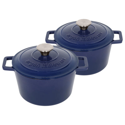 Argon Tableware - Round Cast Iron Casserole Dishes - 2.8L - Pack of 2