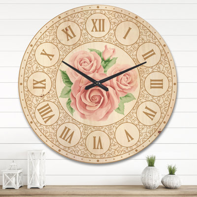 Horloge murale moderne en bois rose